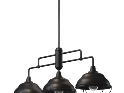 Levi Industrial Farmhouse Iron Linear LED Pendant by Jonathan Y Low-poly 3D model