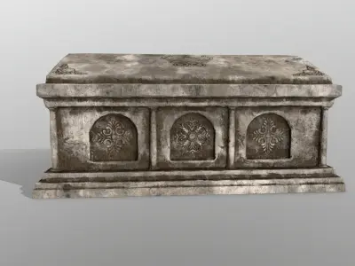tomb 3 stone casket Low-poly 3D model