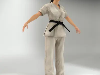 Karate Lady Lite Rig 3D model