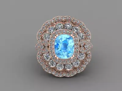 Rose Gold Women Diamond Ring 3D print model 3D print model 68