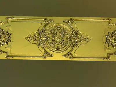 door 1 gold rug with ornate design 3D model