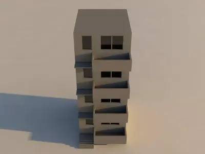 Modern 4 Story Building 3D model