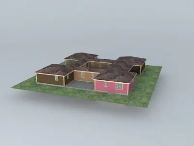 Courtyard house 2322 Free 3D model