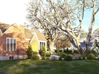 3D Exterior Scene 3D model design garden and landscape 3D 3D model