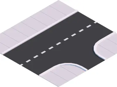 Low Poly Road Tiles Low-poly 3D model