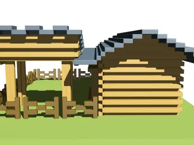 Cattle corral Low-poly 3D model