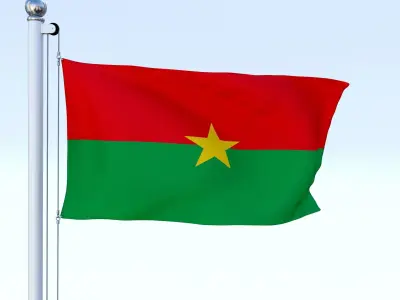 Animated Burkina Faso Flag Low-poly 3D model