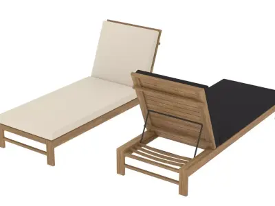 two sun loungers with adjustable back Low-poly 3D model