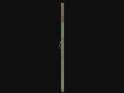 Green Rusty Prison Door with Grid Window 3D model