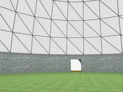 Bio-sphere dome with grass inside Low-poly 3D model