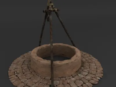 The Well tepee with sticks 3D model
