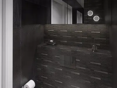 Small toilet with dark tiles Free 3D model
