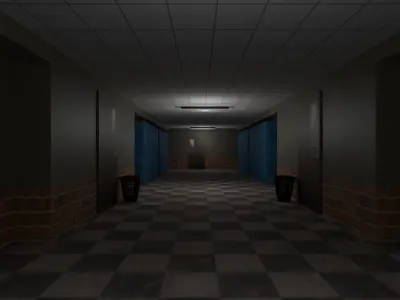 School Corridor Low-poly 3D model