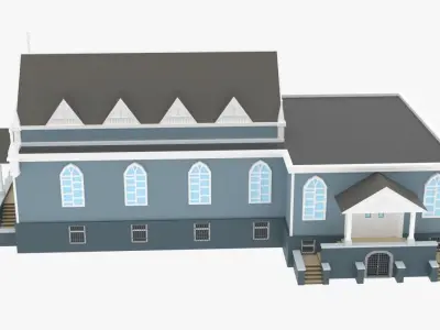 LowPoly Church 01 Low-poly 3D model