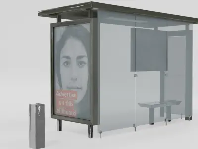  Bus stop Low-poly 3D model