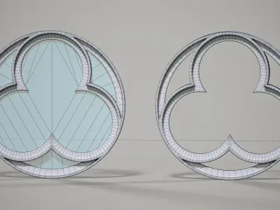 Highpoly Circular Gothic Window Type1 3D model