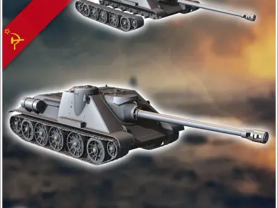 SU-122P assault gun - Soviet army WW2 Second World East front Os 3D print model