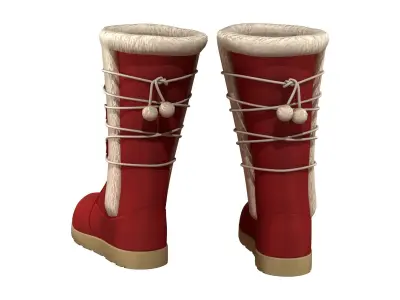 Womens Winter Lace Up Snow Boots With Fur Low-poly 3D model