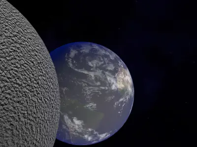 The earth and moon in space 3D model