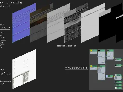 Modular Castle Set Low-poly 3D model