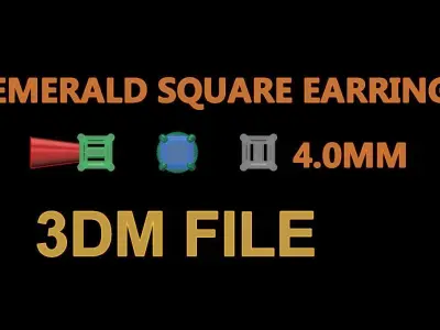 SQUARE EMERALD CUT 4 PRONG SOLITAIRE EARRING 4MM 3D print model