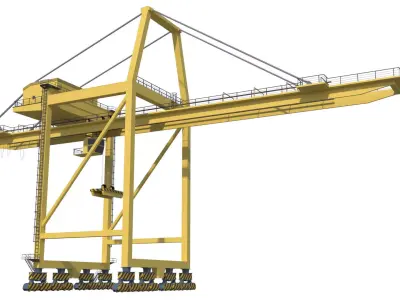 Container RTG Gantry Shore Harbour Cargo crane Quay side 3D model