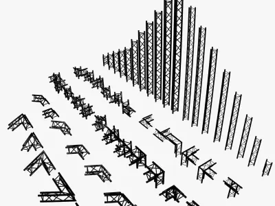 Triangular Trusses Collection - 55 PCS Modular  3D model