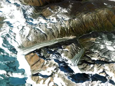 Mountain landscape The Kabardino Balkarian Alpine Reserve 3D model