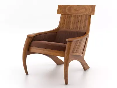 Sabre wooden lounge chair 3D model