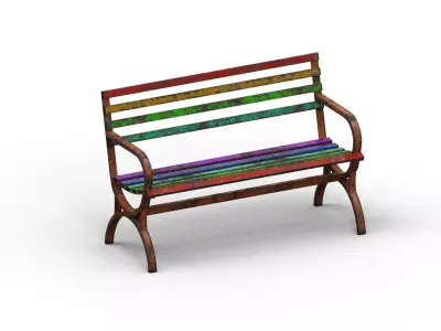 Very Old Street Bench Terror Low-poly 3D model