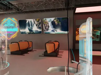 Cyberpunk Arcade Low-poly 3D model