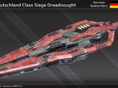 GSN Deutschland Class Siege Dreadnought Low-poly 3D model