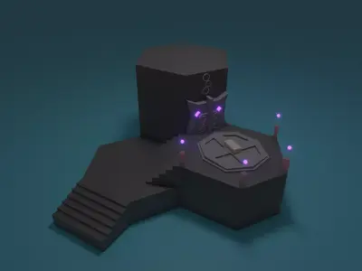 Ritual tower with lights on top Free low-poly 3D model