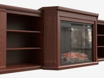 Electric Media Fireplace Wood Valmont 3D model