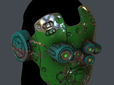 Gas mask helmet 3d model scifi Low-poly Low-poly 3D model