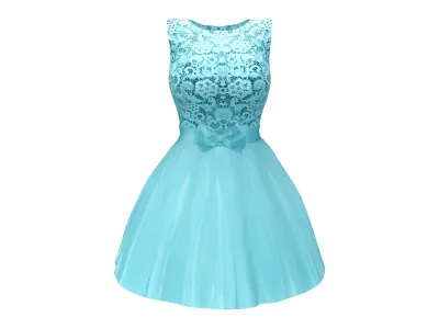 Rockabilly Bride Dress Low-poly 3D model