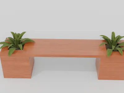 Outdoor Wooden Bench 9 Low-poly 3D model