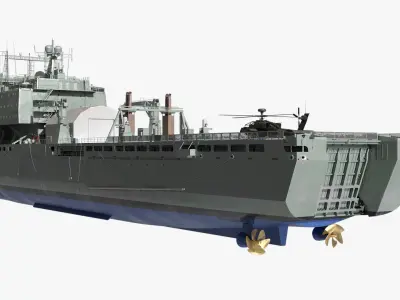  Combat Landing Vessel with Helicopter 