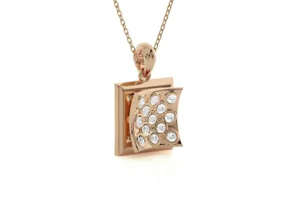 Square Diamond Head Light wt Pendant Earrings Set 3dm stl  3D print model