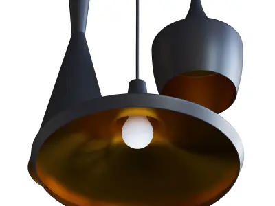 Black and Gold Ceiling Lamp 3D model