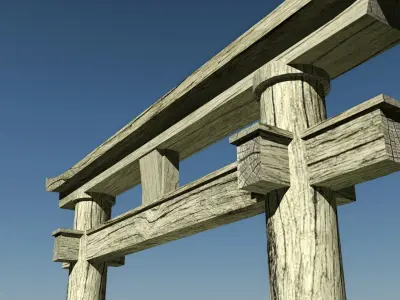 Japanese gate Torii Low-poly 3D model
