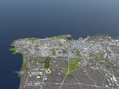 Beirut 50x50km City Map Model 3D model