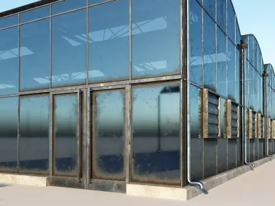 Greenhouse three buildings Low-poly 3D model