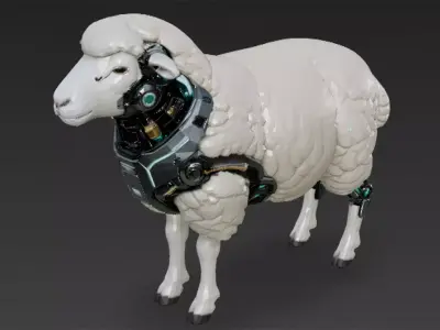 Cyber Sheep Creature Model Low-poly 3D model