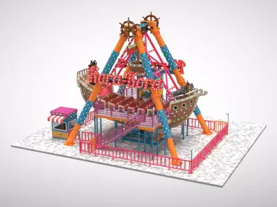 Pirate Ship Ride Low-poly 3D model