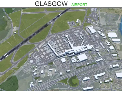Glasgow Airport 10km Low-poly 3D model