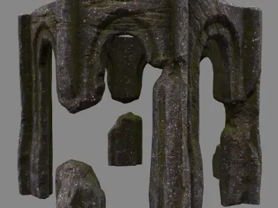 Archway stone arched structure Low-poly 3D model