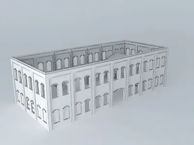 Warehouse brick building Free 3D model