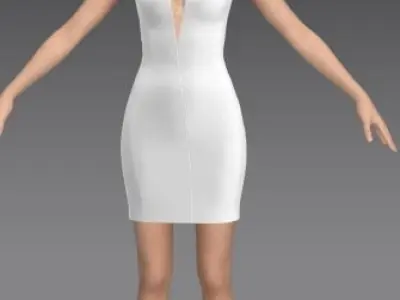 Dress white  Low-poly 3D model