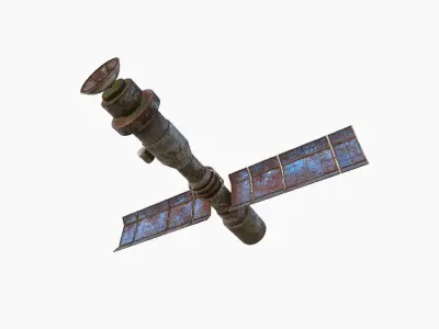 Satellite C11 Destroyed - SciFi Space Design Low-poly 3D model